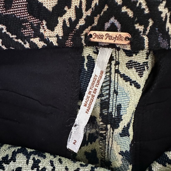 Free People Black and Cream Patterned Trousers - Picture 5 of 9
